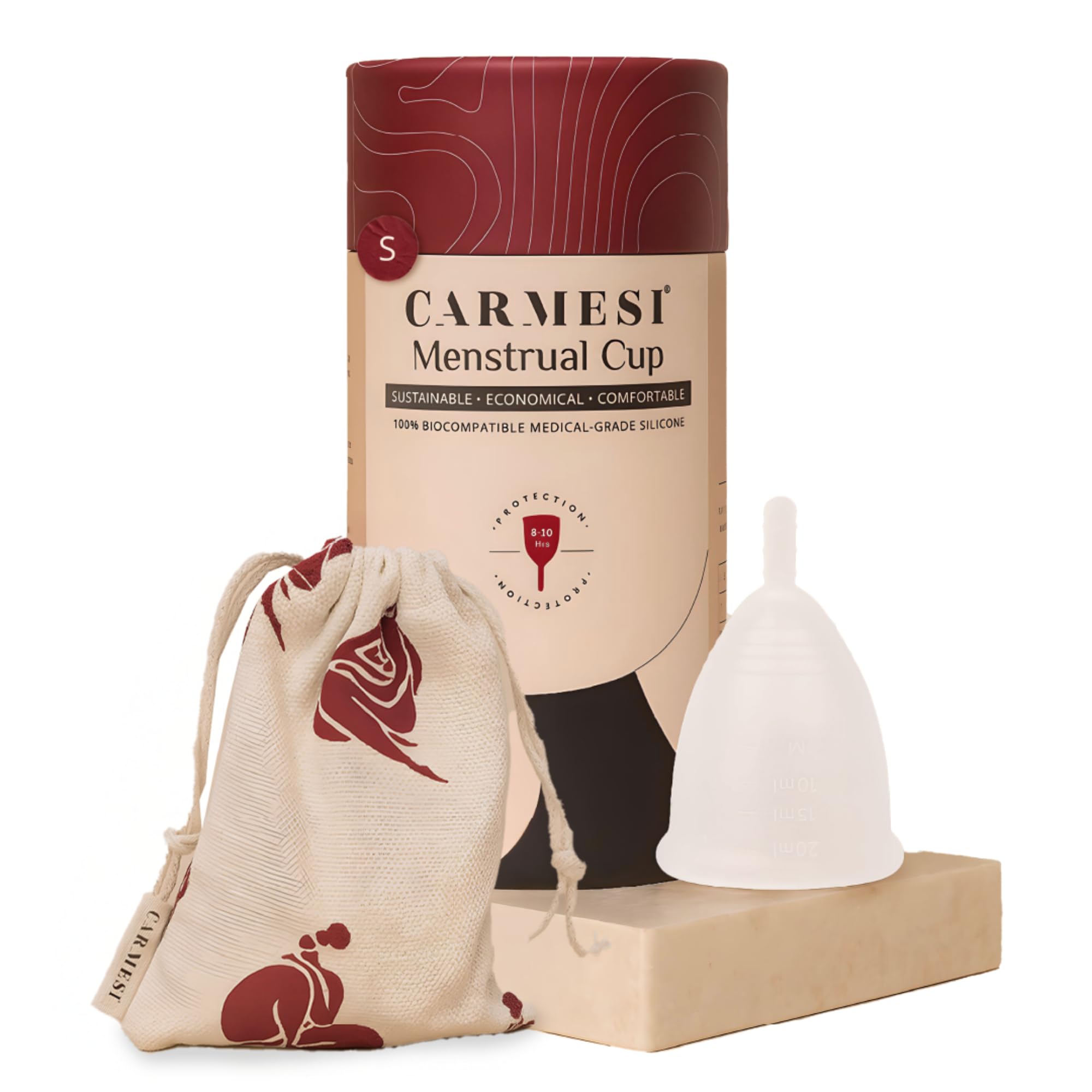 Carmesi Menstrual Cup For Women | Small Size  With Free Pouch | RashFree, ItchFree, OdourFree | 810 Hours Of LeaksFree Com