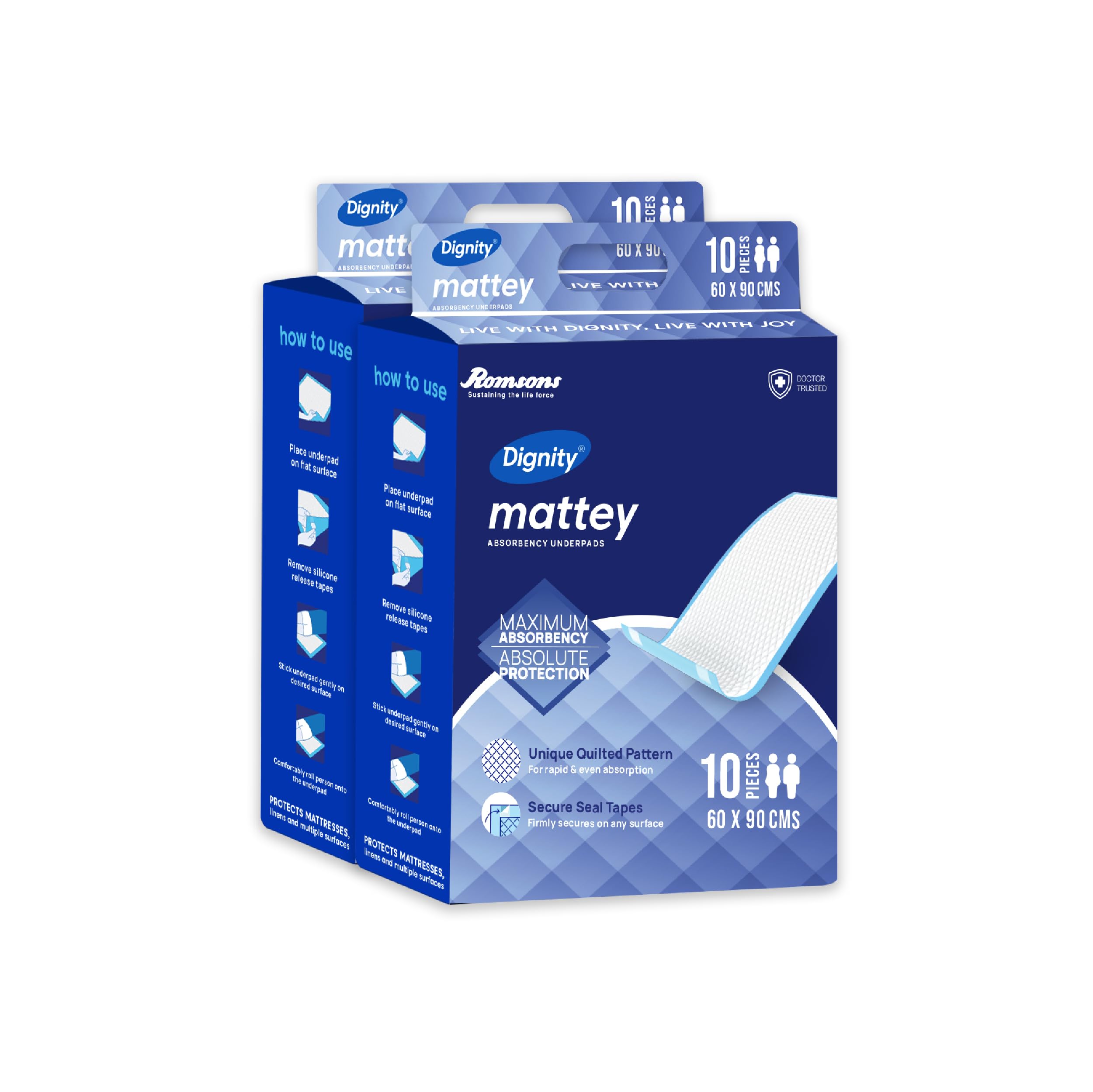 Dignity Mattey Disposable Underpads For Adults, 60X90 Cm (20 Pieces)
