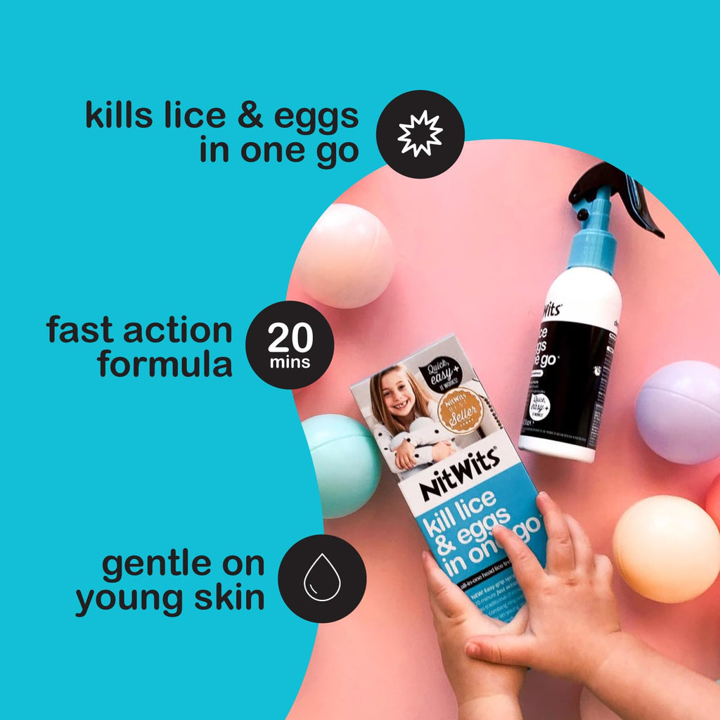 NitWits All-in-One Head Lice Treatment Spray, Kills Nits & Eggs, Includes Lice Spray 120ml & Nit Comb