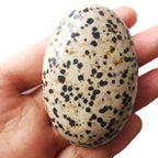 Loveliome Natural Dalmation Jasper Oval Polished Worry Stones, Healing Crystal Indoor Fountain Stones Massage Energy Anxiety Rel