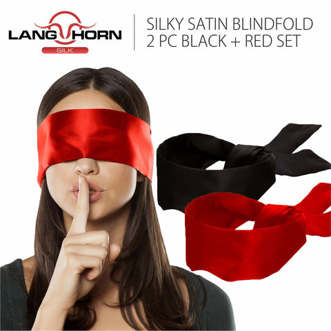 2 pcs Silk Satin Blindfold Eye Mask Sleep Mask Soft Satin Eye Cover Silk Sleeping mask Valentine Gift 155cm / 62    (Black+Burgu
