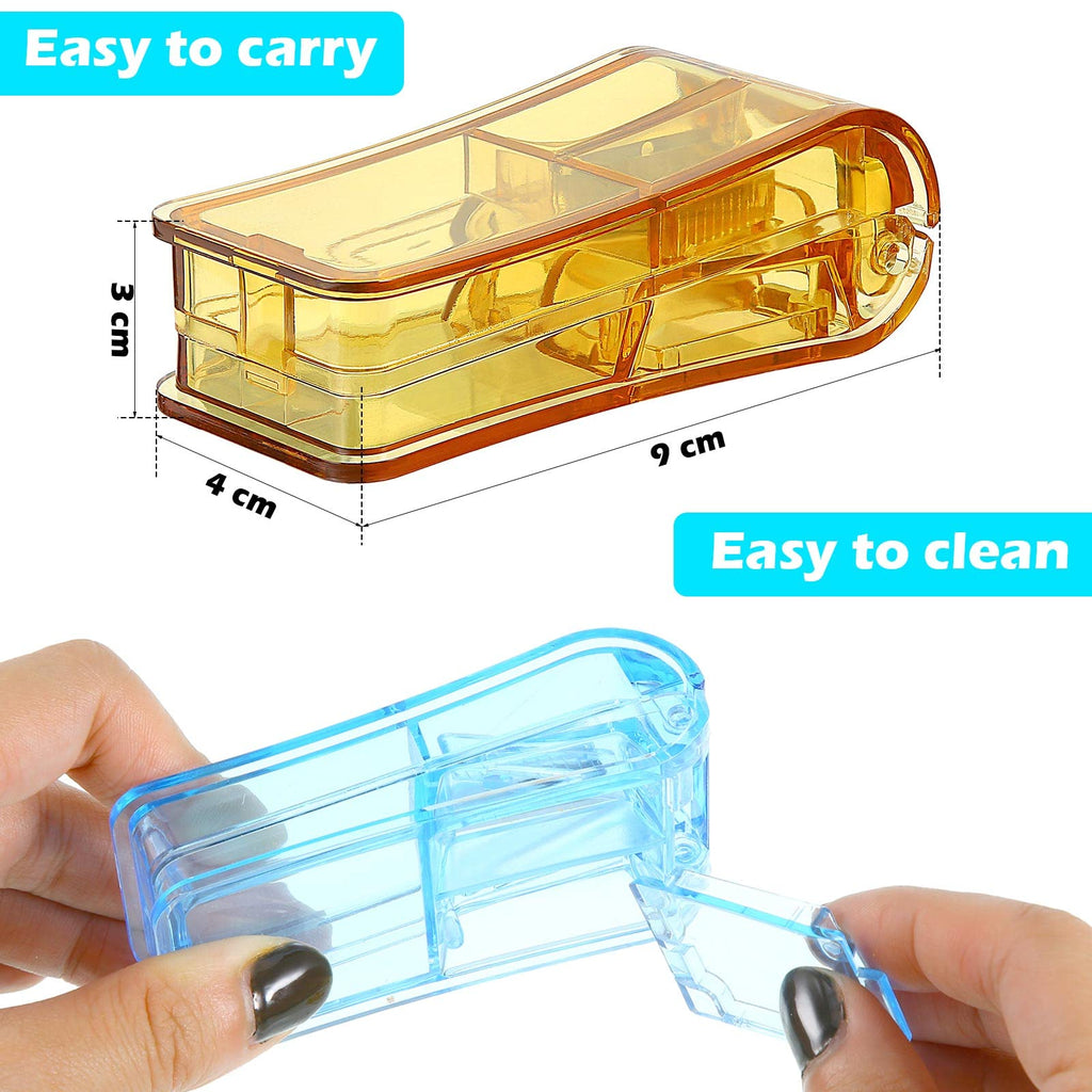 Nuanchu 12 Pieces 12 Pieces Pill Cutter Portable Medicine Holder with Stainless Steel Blade Easy Cut for Cutting Pills Tablet in