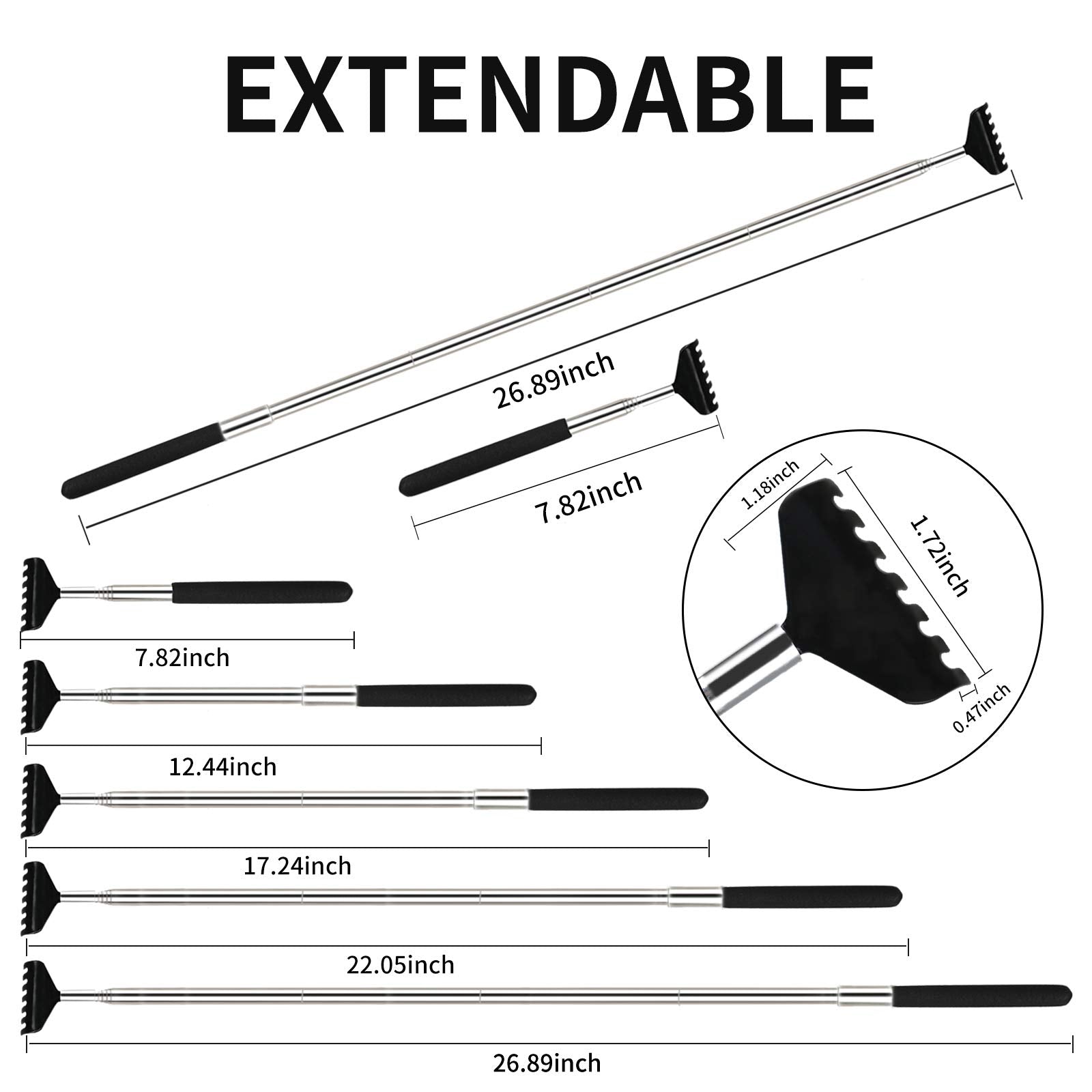 Sturdy Backscratcher Extendable &Retractable, Cute Telescoping Back Scratcher Bulk, Funny Stocking Stuffers for Men,Women,Adults