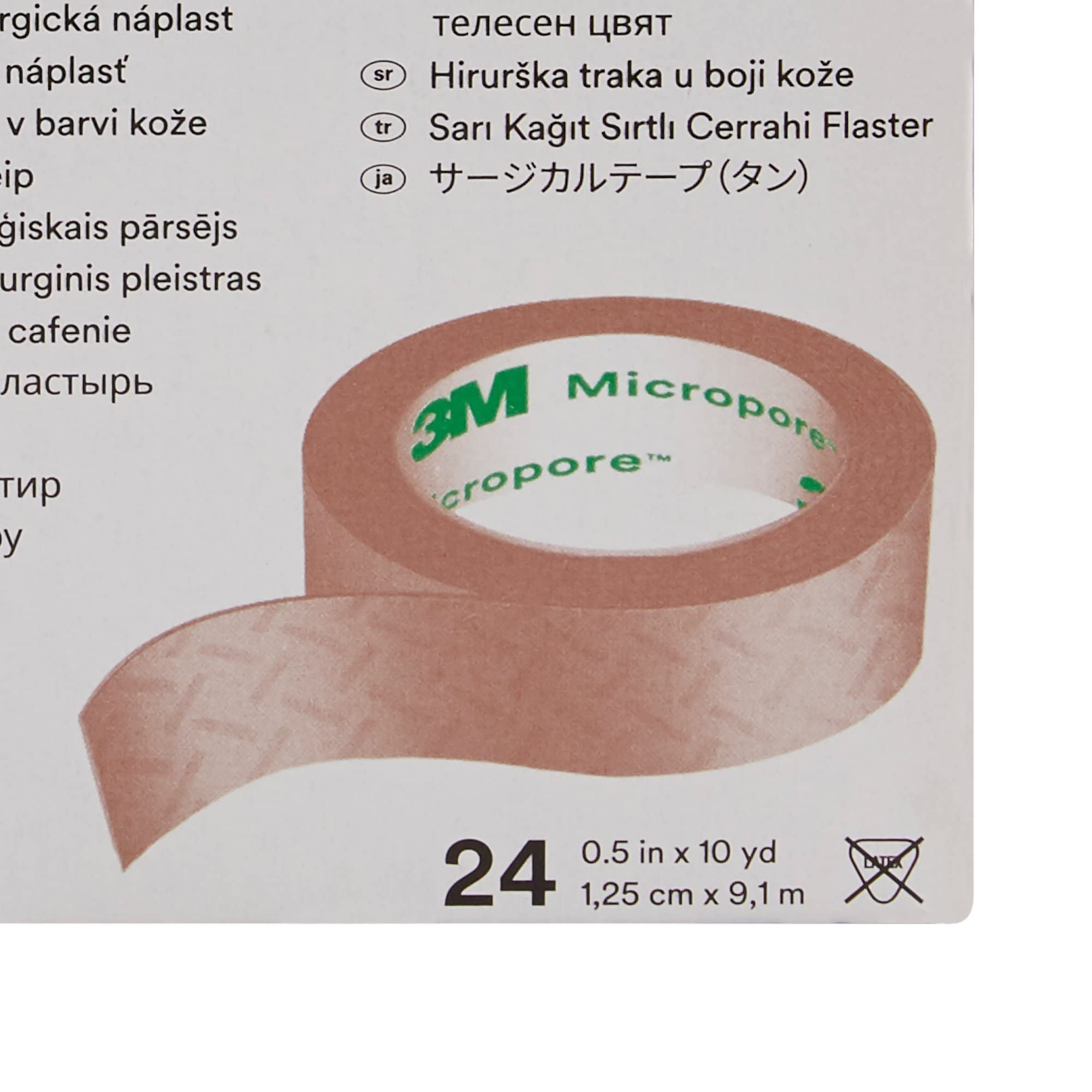 3M Micropore Paper Tape - 1/2 x 10 yds Tan - - Box of 24