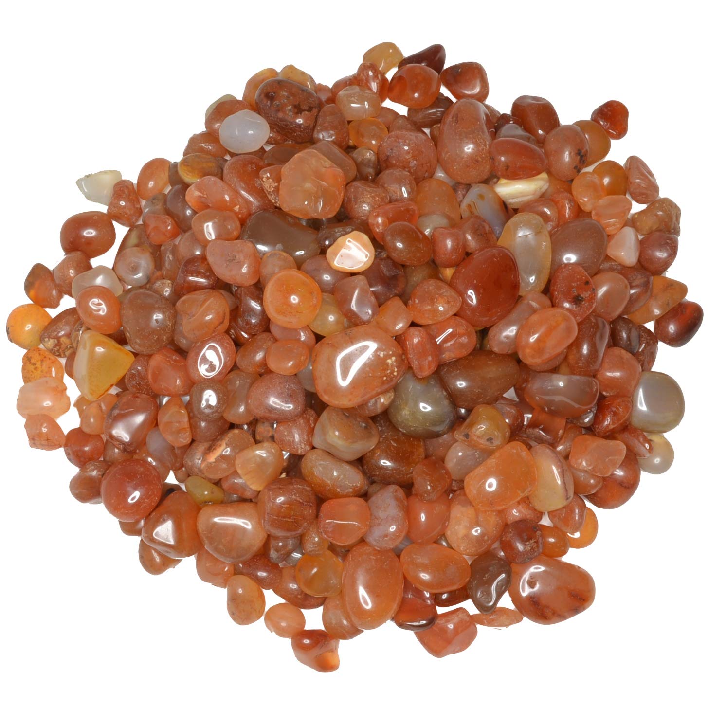 Hypnotic Gems Materials: 11 lbs Carnelian Tumbled Stones - Grade 1 - XXSmall - 0.25  to 0.75  Avg. - Bulk Natural Rocks Polished