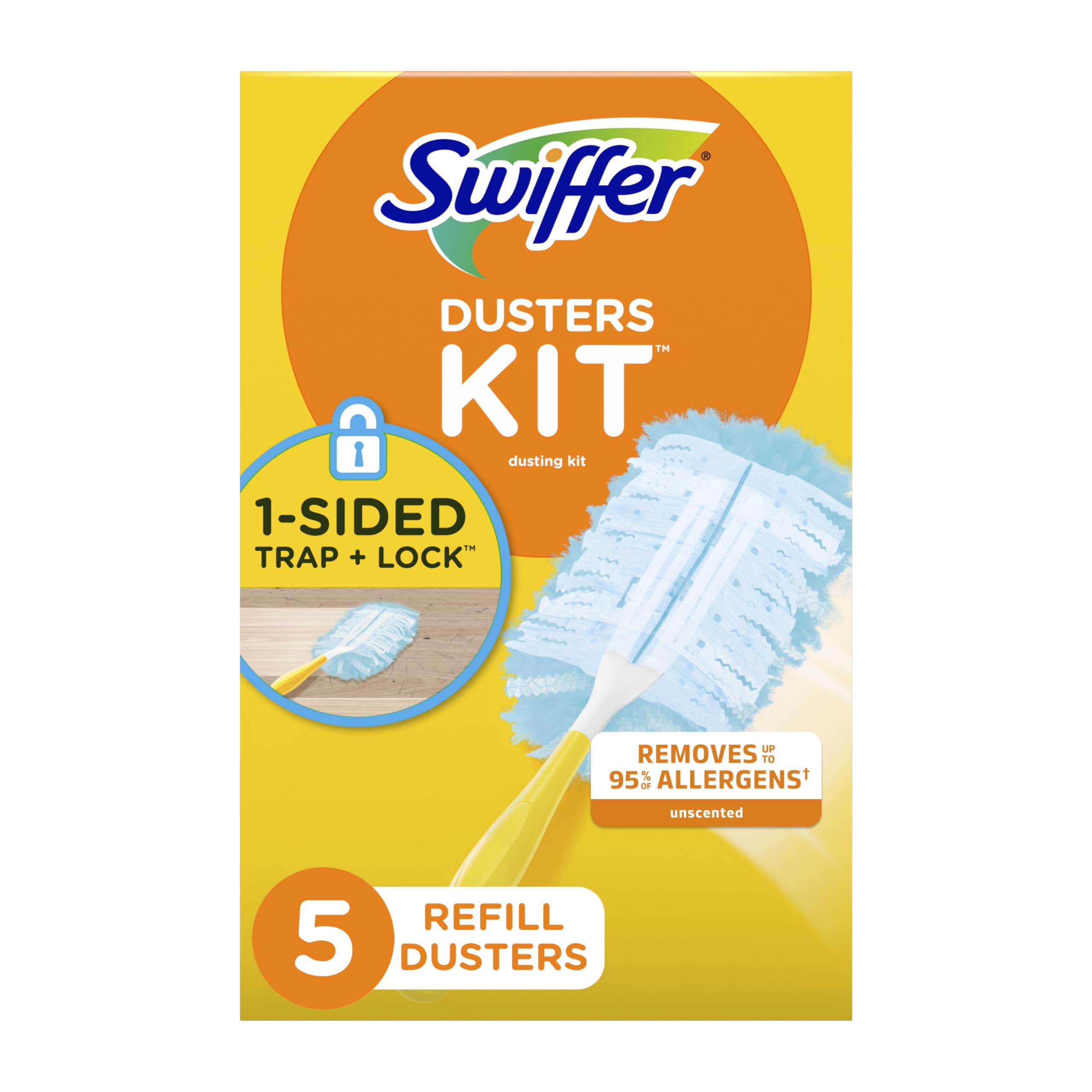 Swiffer 180 Dusters Starter Kit Unscented scent, 5 Count (Packaging May Vary)