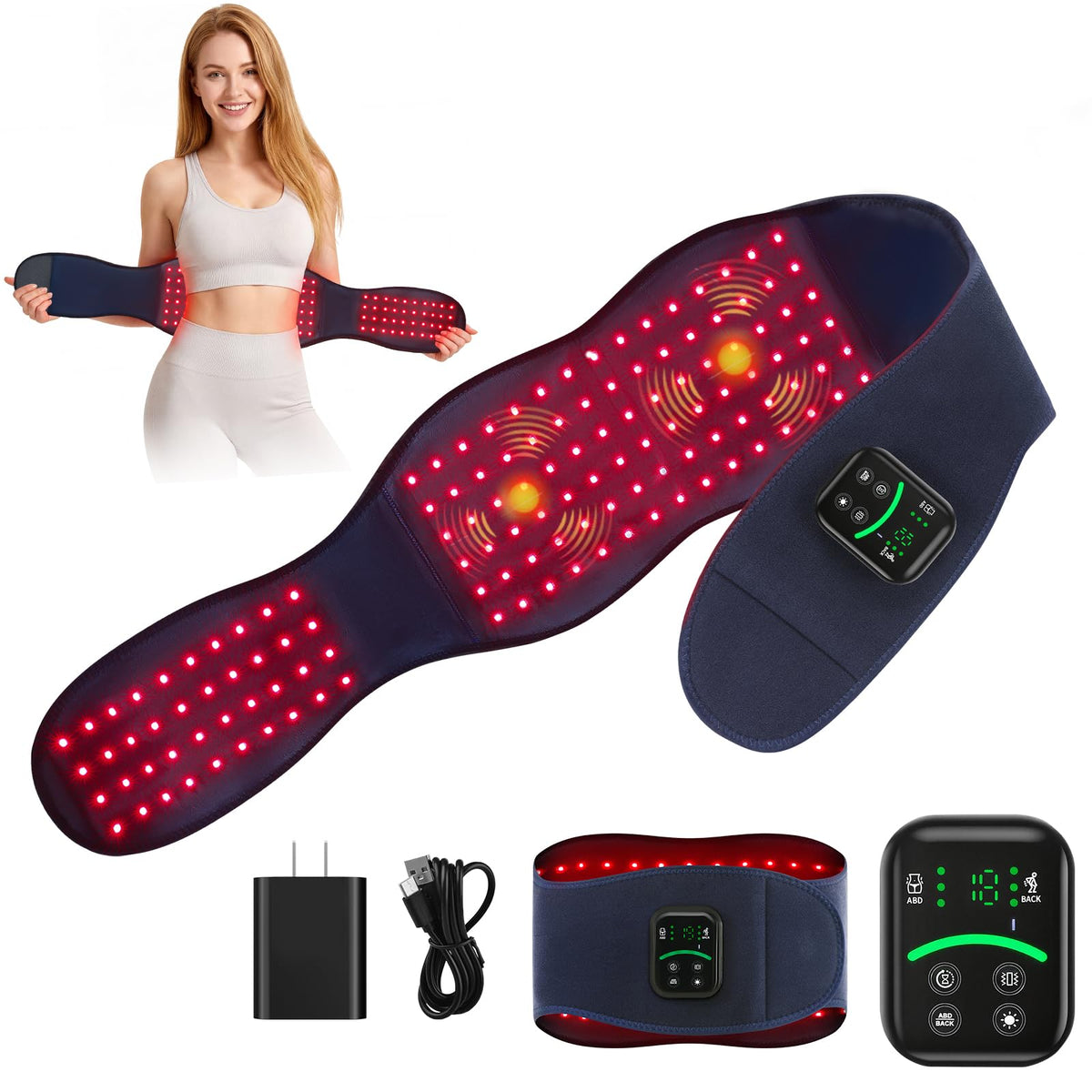 Red Light Therapy Belt for Body, Cordless Portable Infrared Waist Wrap