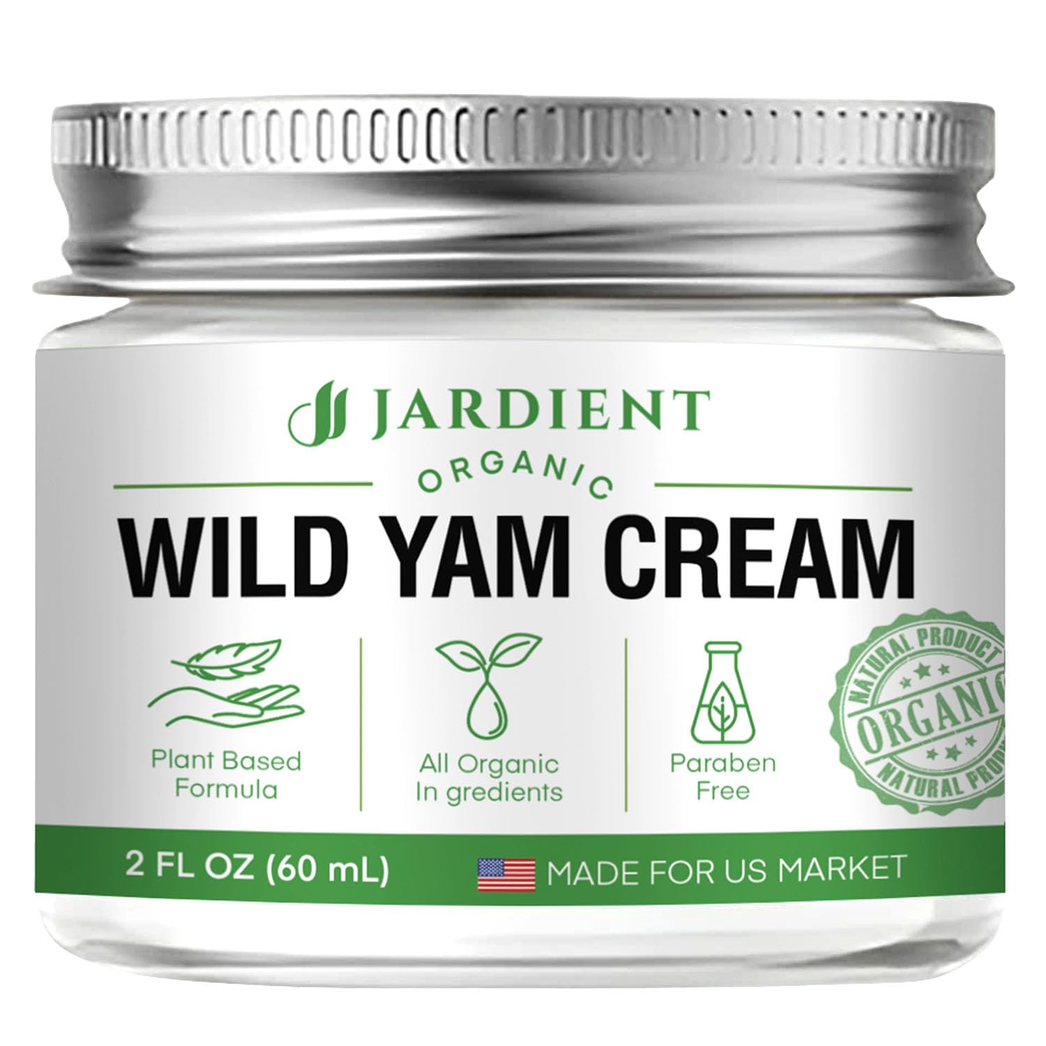 Jardient Wild Yam Cream Hormone Balance: Natural Organic Formula for Menopause Relief & Menstrual Support Like Hot Flashes Night