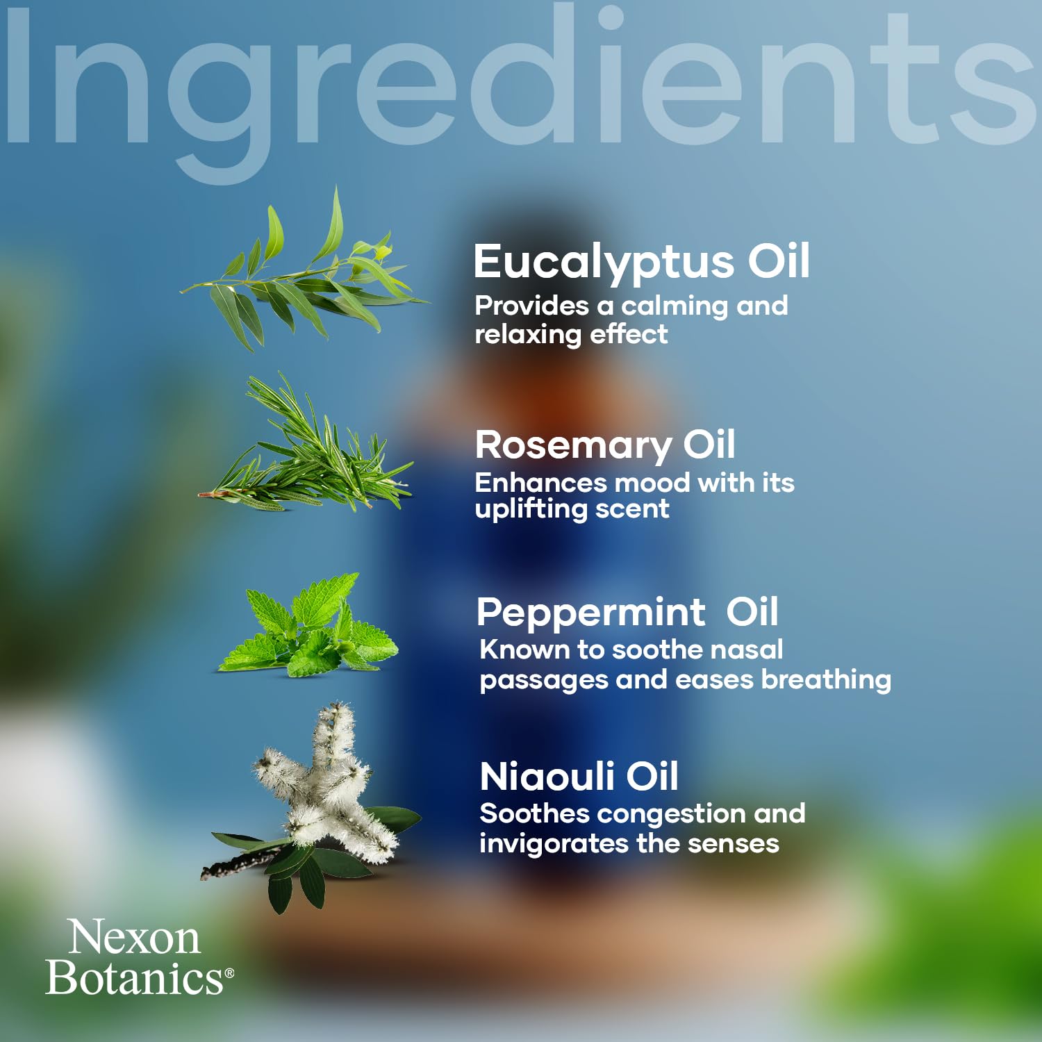 Breathe Essential Oil Blend 60 ml - Breath Sinus Relief with Menthol Oils - for Humidifiers, Diffusers, and Aromatherapy - Nexon