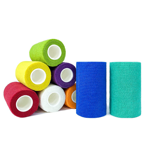 [8 Pack-4x5Yards] Assorted Color- Self Adhesive Bandages Wrap, Athletic Elastic Cohesive Bandage for Vet Wrap, Sports Injury, St