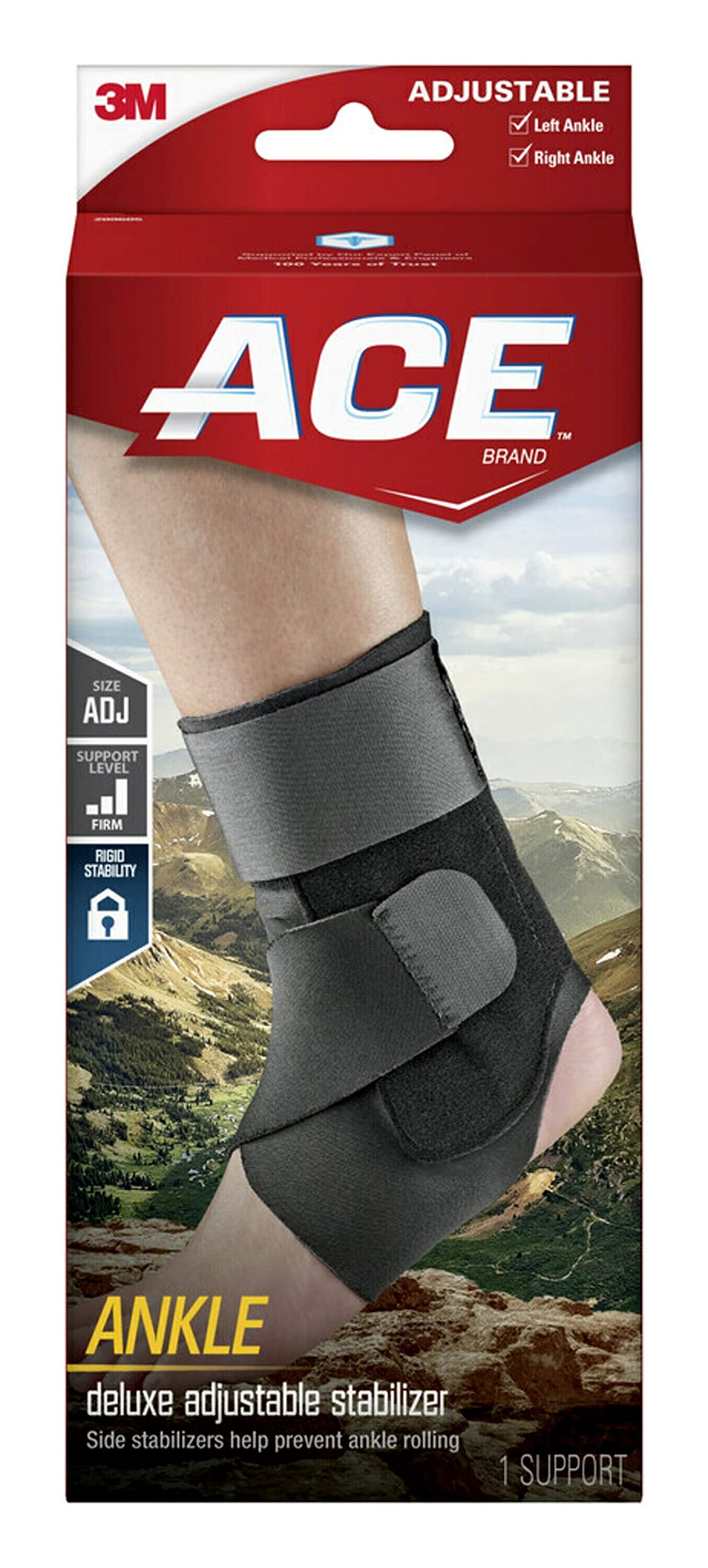 ACE Brand Deluxe Adjustable Ankle Stabilizer, Firm Stabilizing Support for Weak, Sore or Injured Joints, Adjustable Ankle Brace,