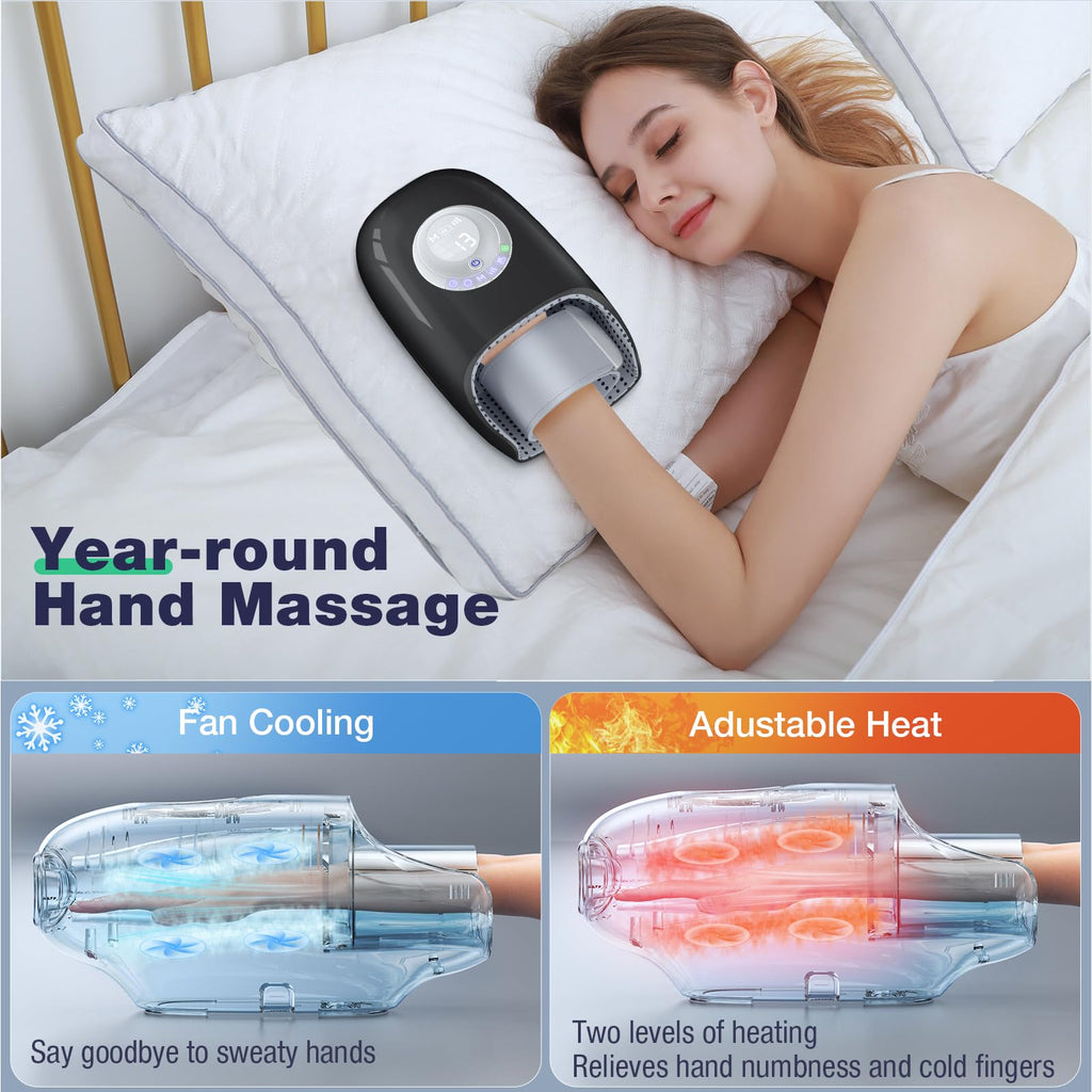 SKRFORM Hand Massager with Heat and Compression, Hand Massage for Arthritis and Carpal Tunnel Relief, 6 Modes Pressure Point The