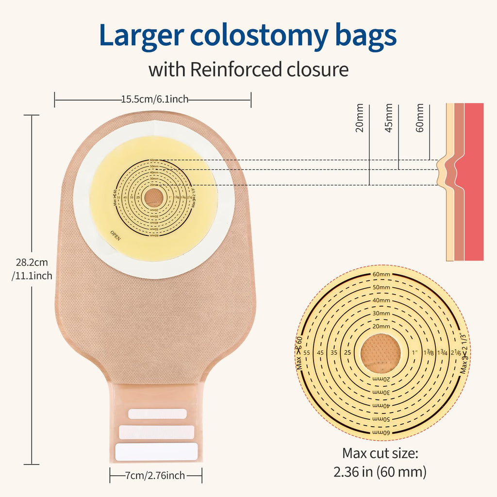 DERAYMI 20 PCS Colostomy Ostomy Bags | One-Piece Drainable Ostomy Supplies Bag for Ileostomy & Stoma Care | Gentle Hydrocolloid