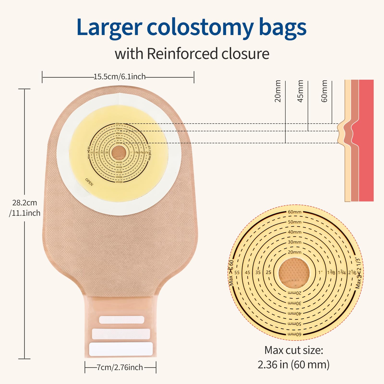 DERAYMI 20 PCS Colostomy Ostomy Bags | One-Piece Drainable Ostomy Supplies Bag for Ileostomy & Stoma Care | Gentle Hydrocolloid