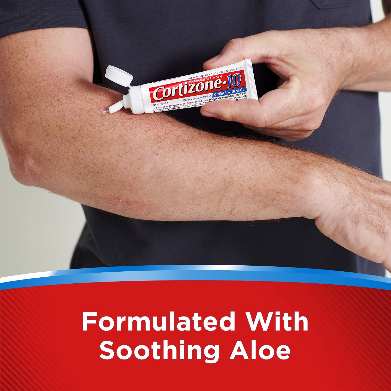 Cortizone 10 Maximum Strength Cream With Aloe, 1% Hydrocortisone Anti-Itch Cream, 1 oz. - Packaging May Vary