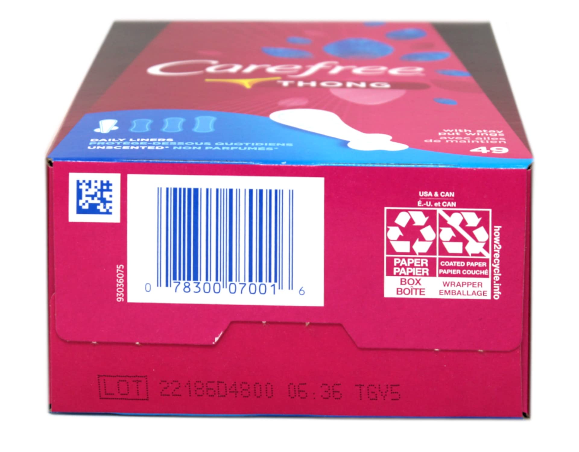 Carefree Thong Pantiliners, Regular Protection, Unscented, 196 Pantiliners (4 X 49 Count Boxes)