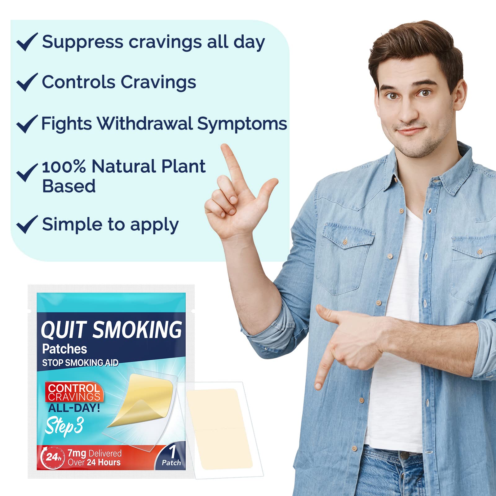 7mg Quit Smoking Patches, Step 3 Stop Smoking Aids Patches, Easy & Effective Anti-Stickers, Quit Smoking Stickers That Work with