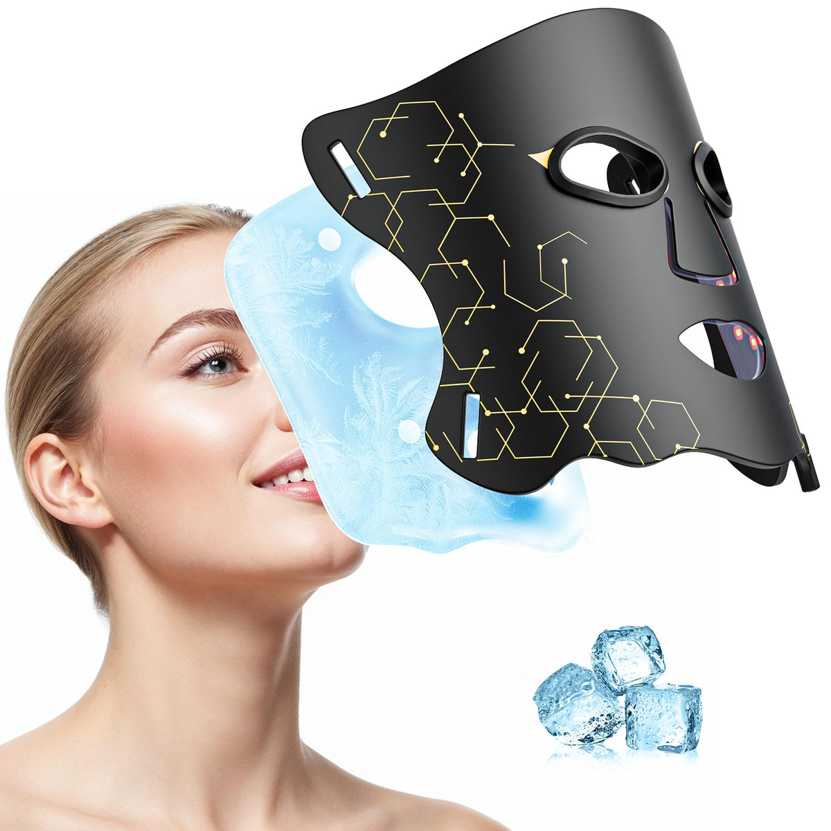 LED Light Therapy Mask (E106A) for Face, Infrared Red Light Therapy Mask, Soft Silicone, Rechargeable Red Light Therapy with Tim