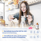 HIQILI 100ML Geranium Essential Oil for Skin, Diffuser & Candle, 100% Pure and Natural - 3.38 Fl. Oz