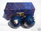 JapanBargain, Set of 2 Chinese Baoding Balls Hand Exercise Therapy Balls Stress Reliefe Balls, (Blue)