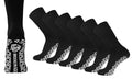6 Pairs of Non-Skid Diabetic Crew Socks, Non Binding Top Therapeutic Cotton Gripper Socks (Black, Size: 10-13)