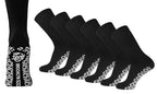 6 Pairs of Non-Skid Diabetic Crew Socks, Non Binding Top Therapeutic Cotton Gripper Socks (Black, Size: 10-13)