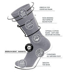 6 Pairs of Cotton Diabetic Non-Binding Neuropathy Crew Socks (Gray, Fits Mens Shoe Size 9-12/Womens Shoe Size 10-13)