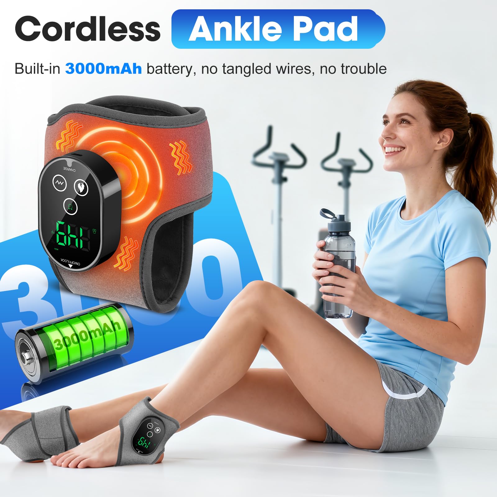 BAISEMAIN 2PCS Foot Renew Massager for Neuropathy - Ankle Heating Pad with Massage, Portable Cordless Design for Home & Travel U