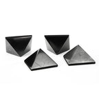 Shungite Stones Pyramids 2 inches (5 cm) Protection Set 4 pcs | Wholesale Black Polished Solid Stone Pyramids | Home Office Room