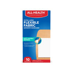 All Health Flexible Fabric Adhesive Bandages, XL 2 in x 4 in, 10 ct | Extra Large Flexible Protection for First Aid and Wound Ca