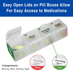 MedCenter Monthly Pill Organizer 4 Times a Day, 31-Day Medication Organizer for Drawer or Lock Box with 31 Pill Boxes and 4 Dail