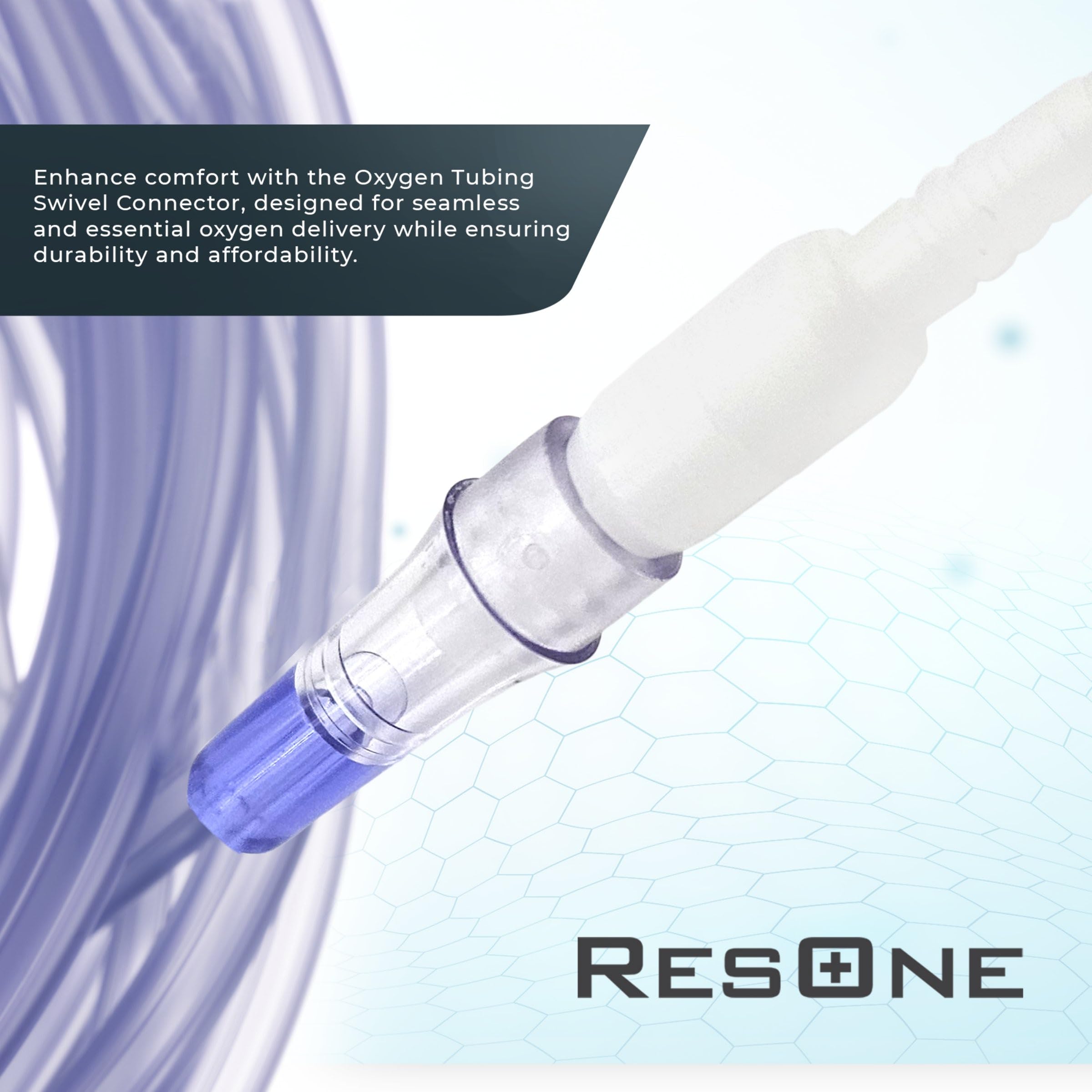 ResOne Oxygen Tubing Swivel Connectors 1-Pack - Cannula, Hose, Tube Connectors - Oxygen Line Splitter, Concentrator Supplies - 3