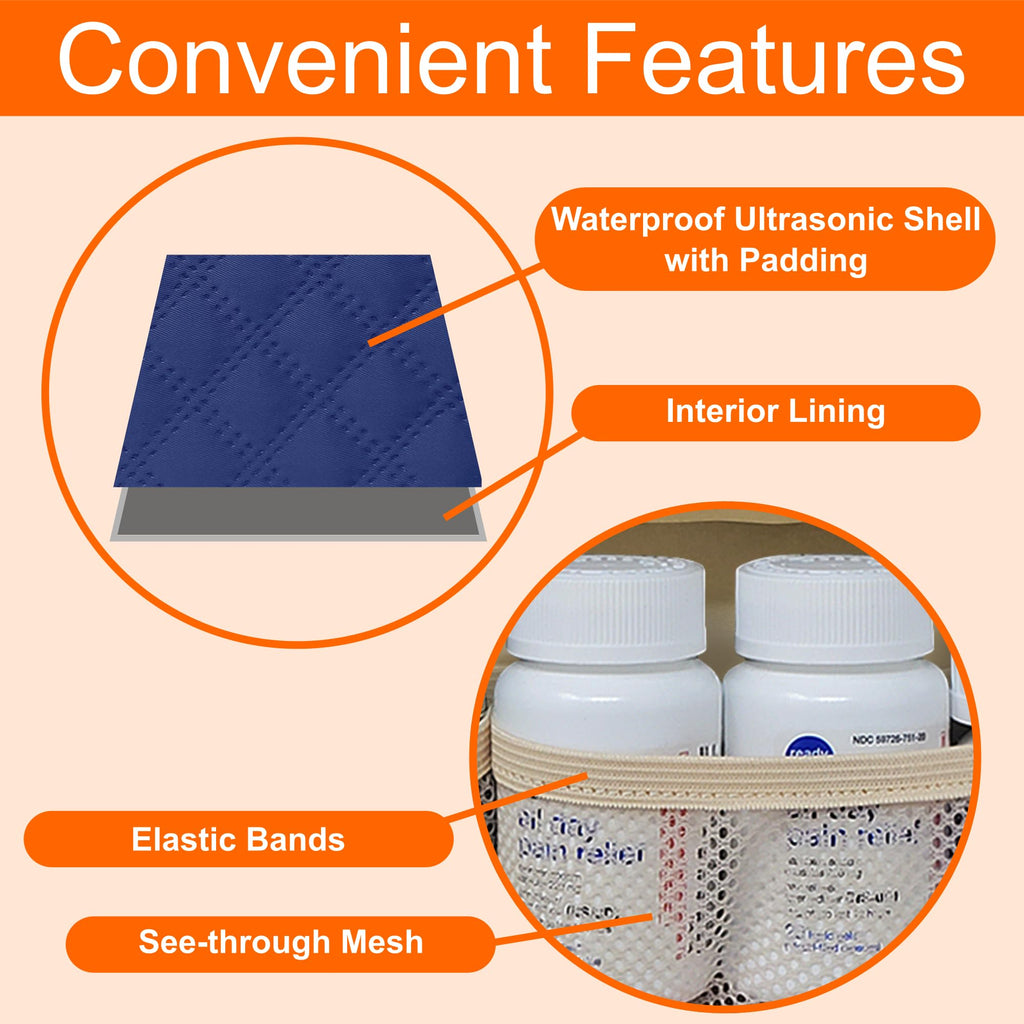 StarPlus2 Medium Pill Bottle Organizer, Medicine Bag, Case, Carrier for Medications, Vitamins, and Medical Supplies - Travel Med