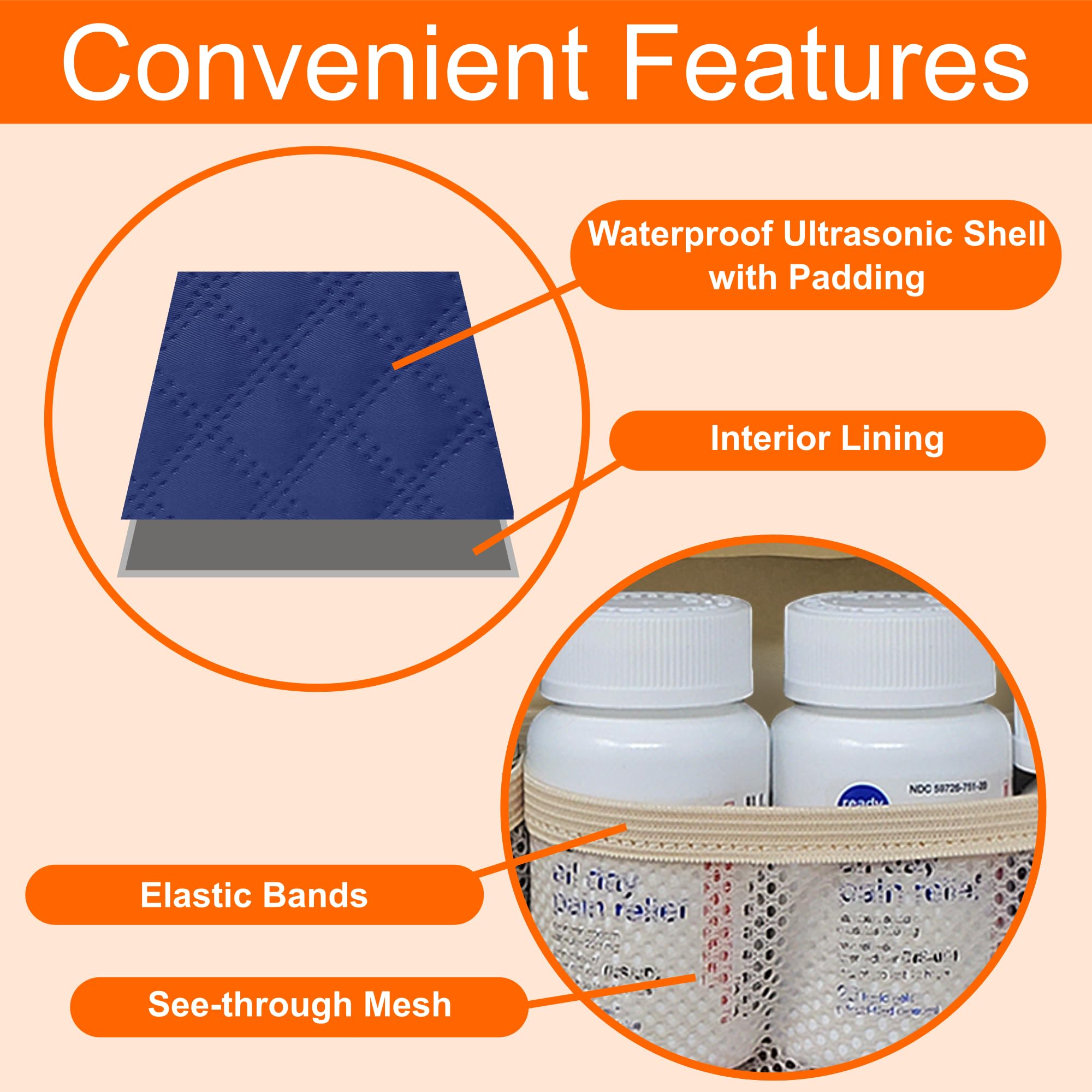 StarPlus2 Medium Pill Bottle Organizer, Medicine Bag, Case, Carrier for Medications, Vitamins, and Medical Supplies - Travel Med