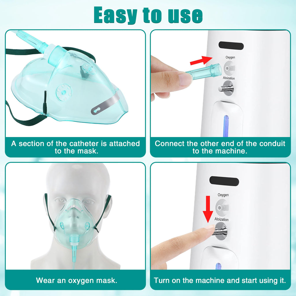 Geiserailie 2 Pack XL Oxygen Mask with 6.6 Ft Tubing and Adjustable Elastic Strap, Adult Oxygen Mask with Tubing, Oxygen Masks f