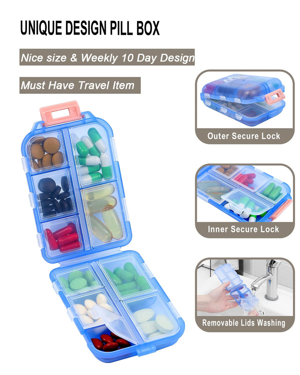 M MUchengbao Travel Pill Organizer Pocket Pharmacy