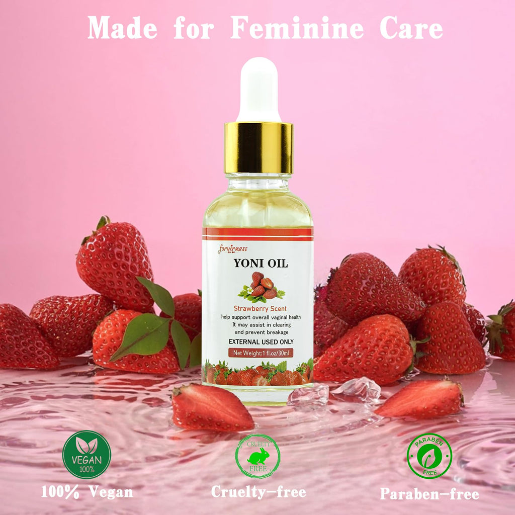 Yoni Wash Yoni Oil Bar Soap for Women PH Balance, Strawberry Body Oil, Feminine Wash for Women Moisturizing, 1 Fl.Oz Feminine Oi