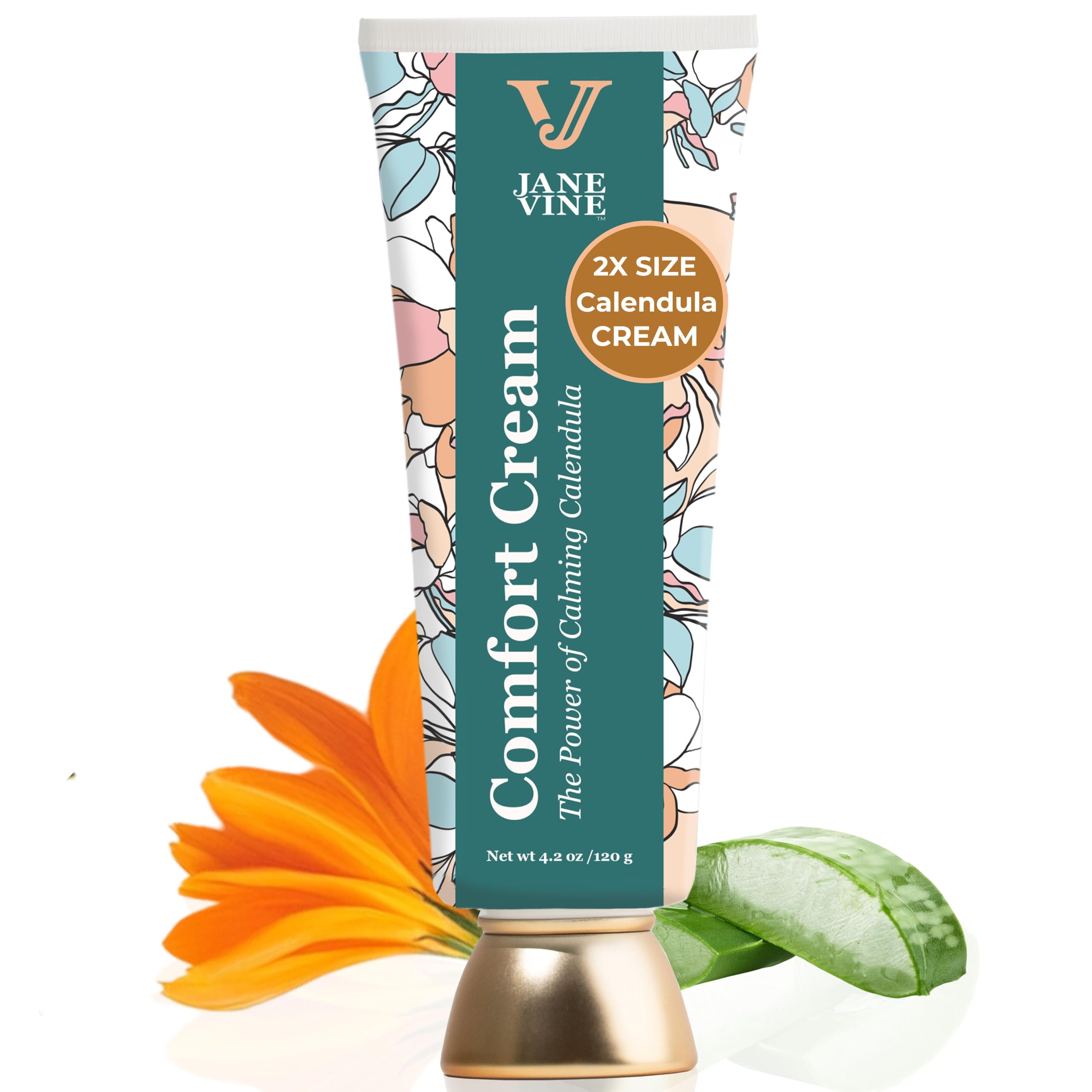 JANE VINE Calendula Cream for Radiation Burn Relief, Anti Itch Bug Bite Relief, Burn Cream, Soothing Aloe, Jojoba, Dandelion, Un