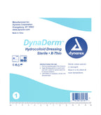 Dynarex DynaDerm Hydrocolloid Dressings, Sterile Moist Bandages for Wounds, 6'' x 6,'' Extra Thin & Latex-Free, Ships in Peel-Do