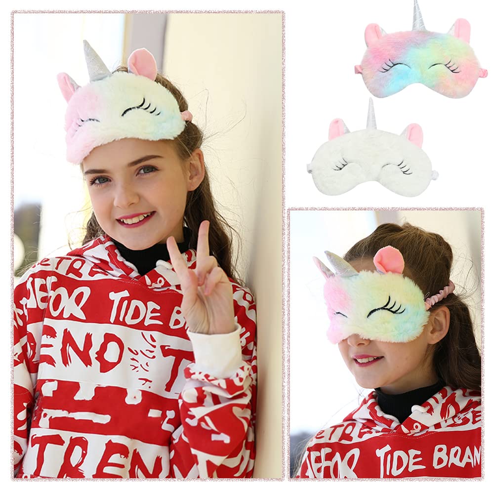 4 Pcs Cute Sleep Mask Animal Sleep Mask Soft Plush Blindfold Eye Covers for Sleeping Women Girls Kids