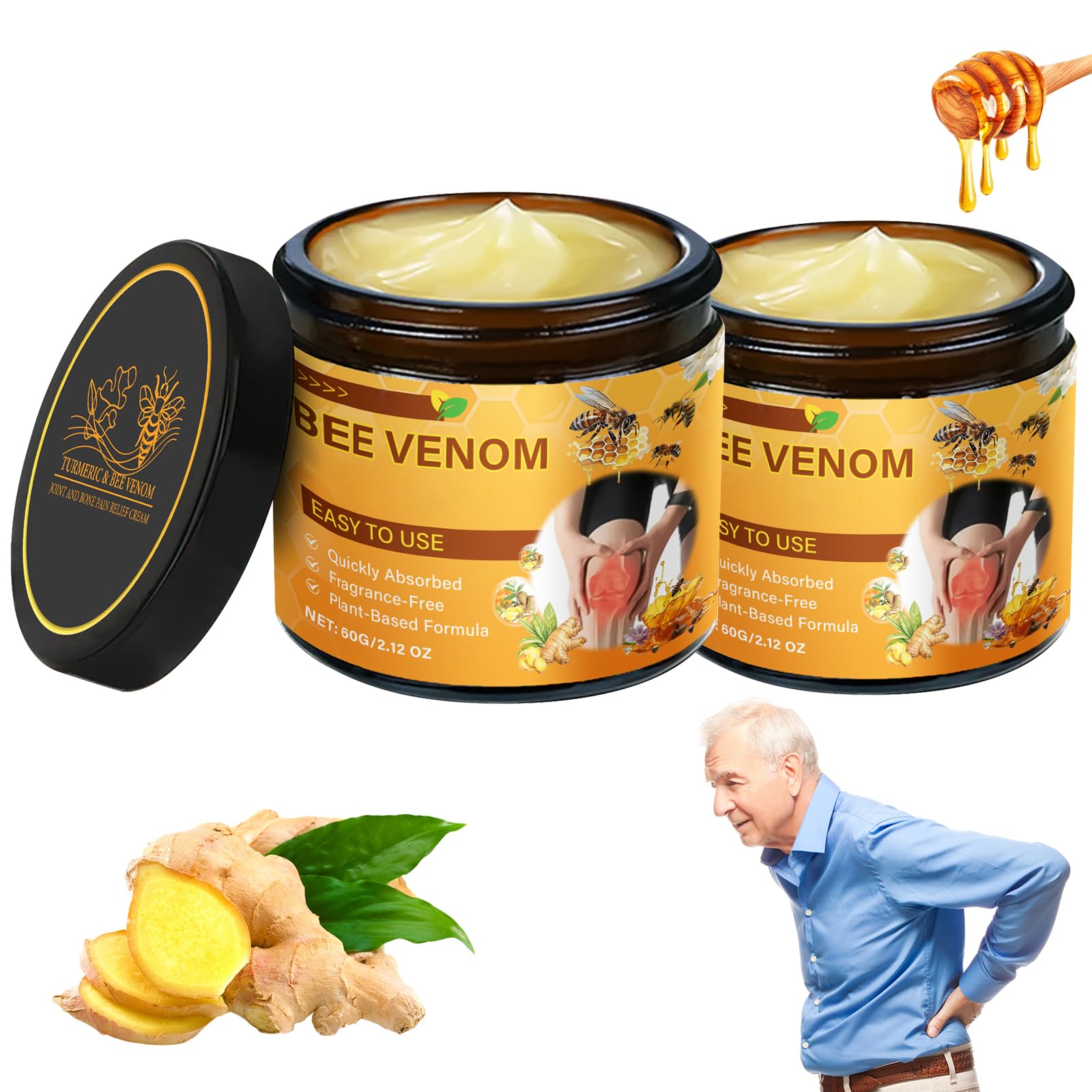 Vizela Bee Venom Turmeric Joint Healing Cream, Professional Bee Venom Turmeric Joint and Relief Cream, Bee Venom Joint Relief Ge