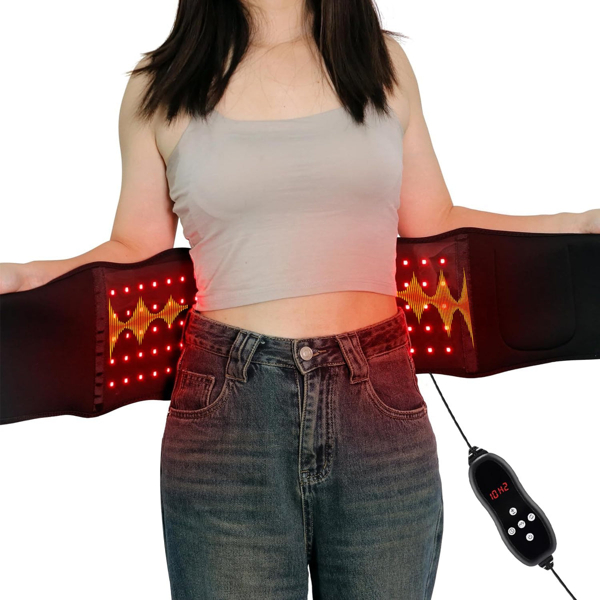 Red Light Therapy Massage Belt, Vibrating Infrared Light Wrap Pad for Body