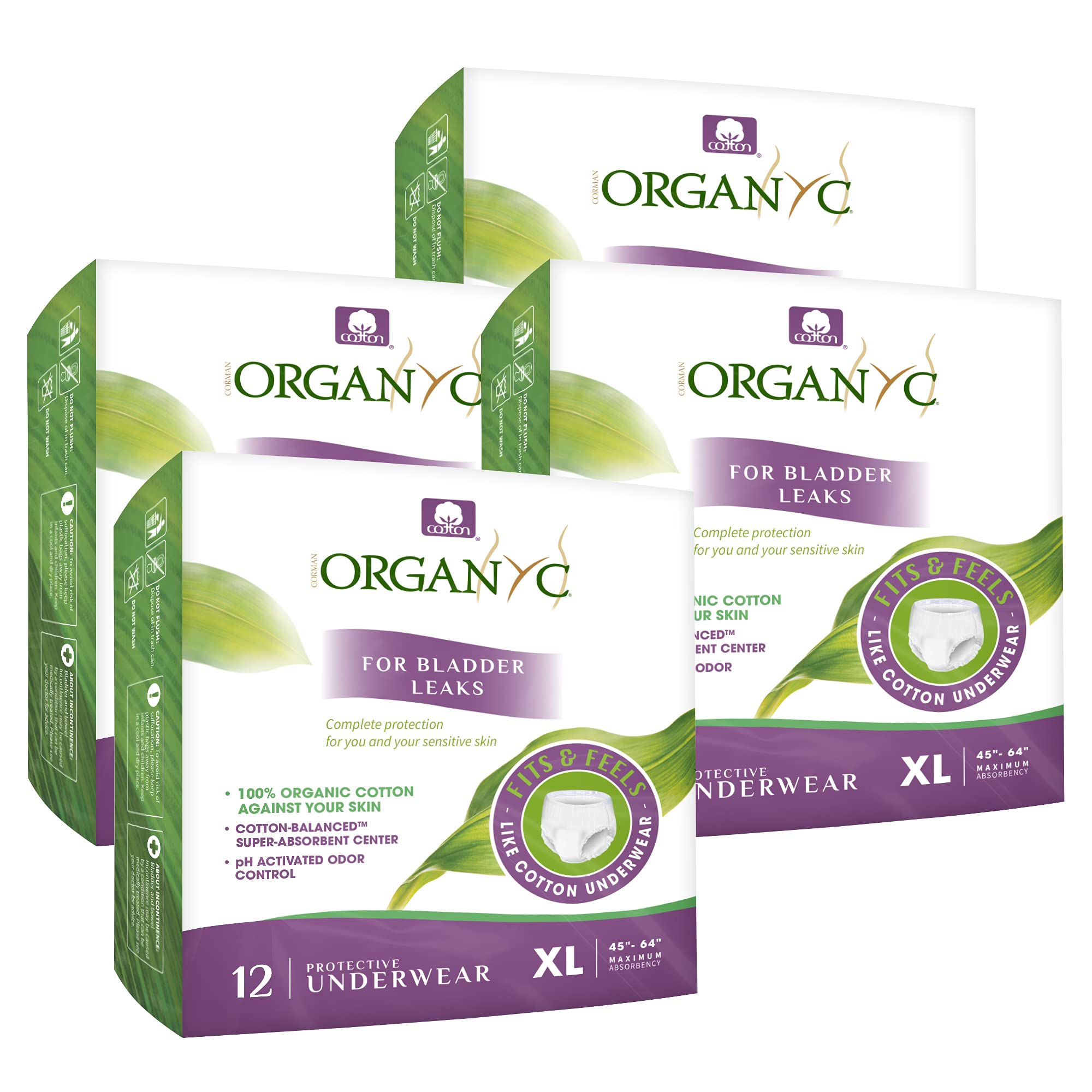 Organyc Bladder Control Underwear for Women - Organic Cotton Protective Underwear for Incontinence, Leak Protection, Odor Protec