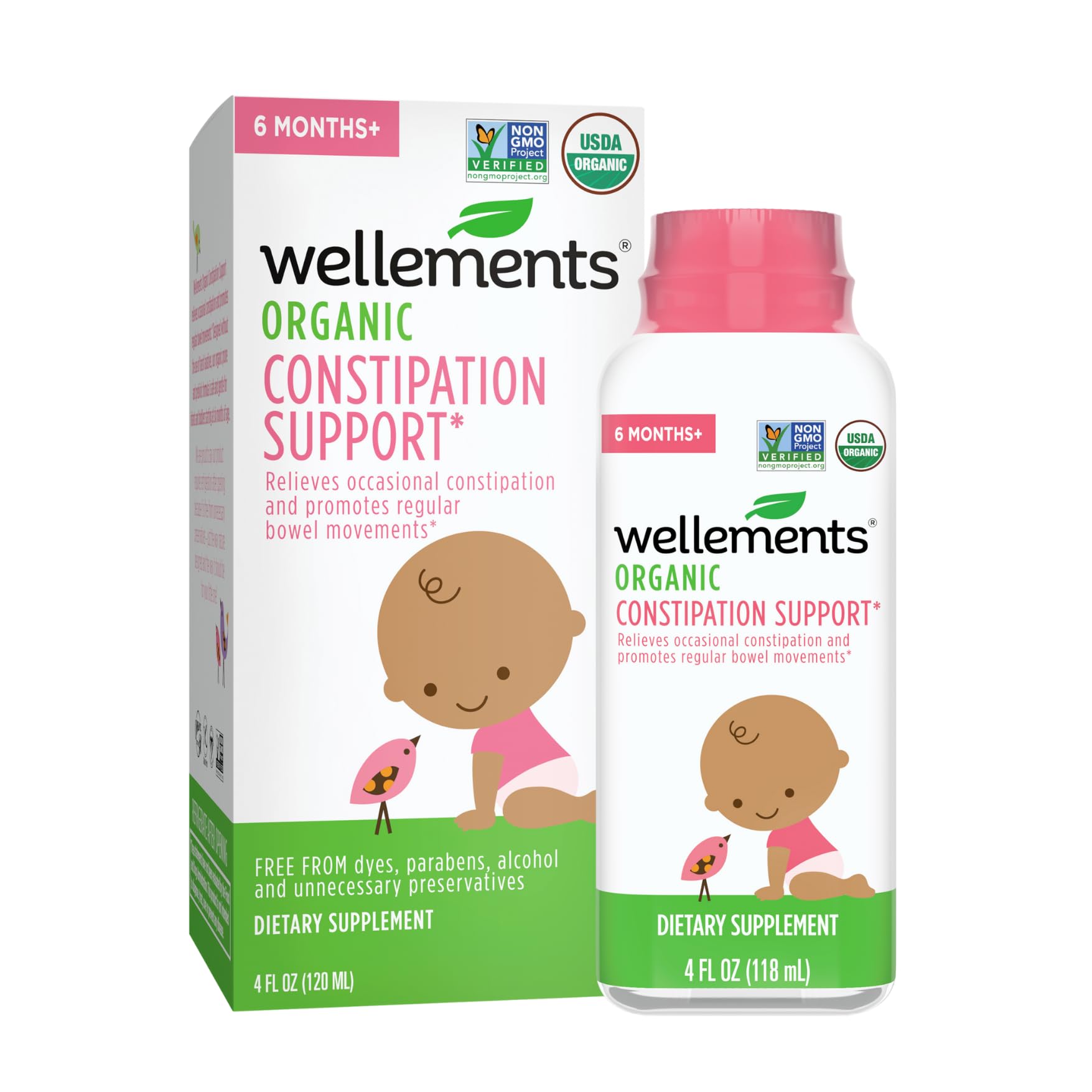 Wellements Organic Constipation Support | Safe and Gentle Organic Constipation Relief for Infants, Babies and Toddlers | No Hars