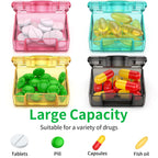 Small Pill Box 8 pcs,Cute Travel Pill Organizer Case Mini Tiny Clear Plastic Storage Containers Portable for Pocket Purse