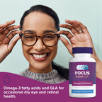 Focus Relief Plus Dry Eye Formula (90 ct. 30 Day Supply) Dry Eye Omega 3 Supplement - Dry Eye Relief Supplement -Omega 3 Fish Oi