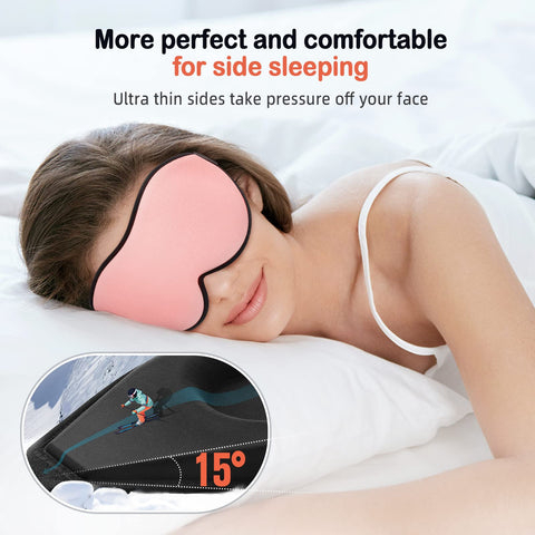 LitBear Sleep Masks for Women, Pink Eye Mask for Sleeping, Comfortable Night Sleeping Mask, Soft Contoured Eye Cover for Sleepin