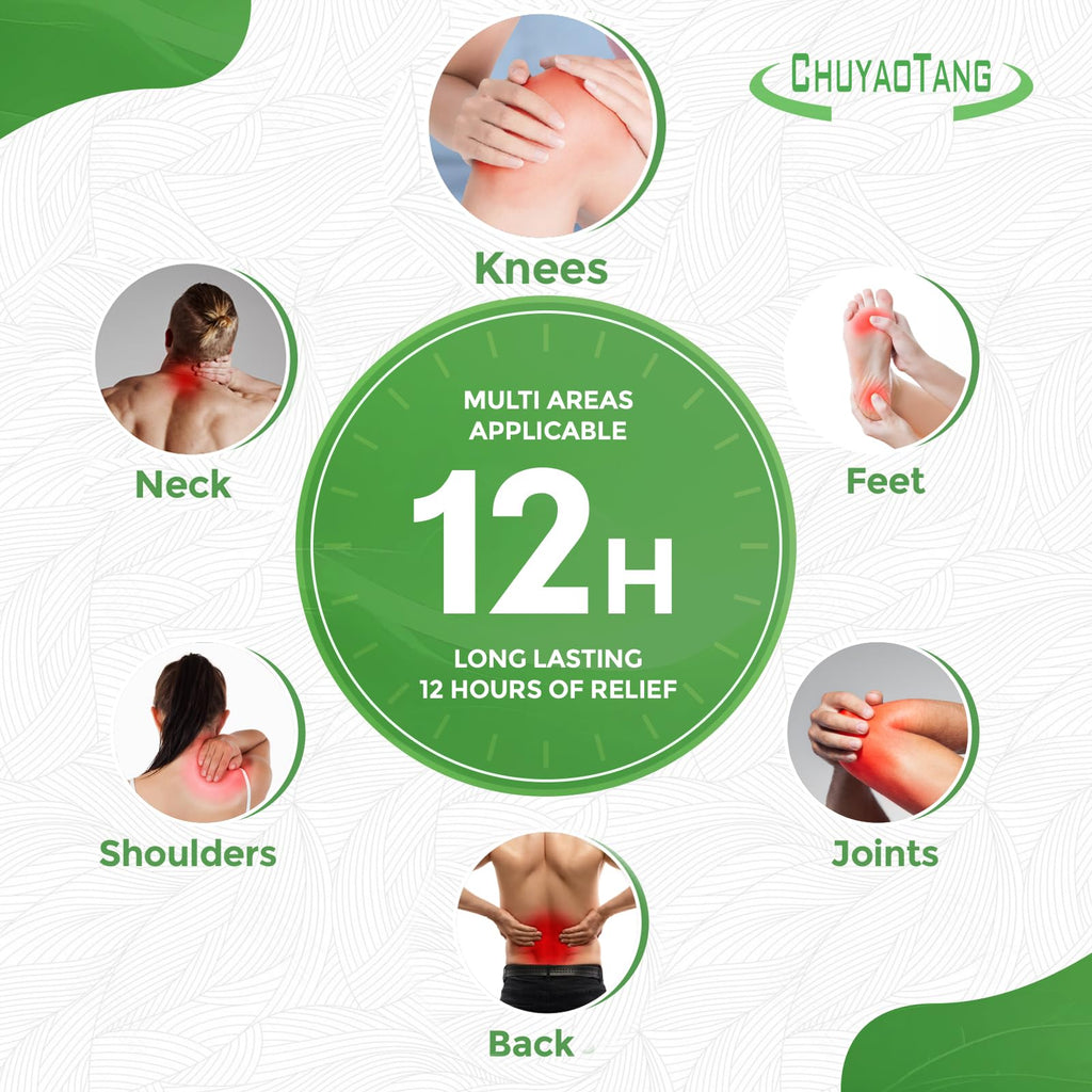 CHUYAOTANG Knee Patches, Heat Patches for Knee, Back,Neck, Shoulder, Ankle, Natural Herbs Patches, Long Lasting and Fast Acting