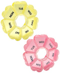 Large Weekly Pill Organizer,7 Day Cute Heart Pill Organizer,Weekly Container for Fish Oil/Medicine/Supplements (Yellow2+Purule2)