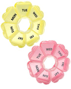 Large Weekly Pill Organizer,7 Day Cute Heart Pill Organizer,Weekly Container for Fish Oil/Medicine/Supplements (Yellow2+Purule2)